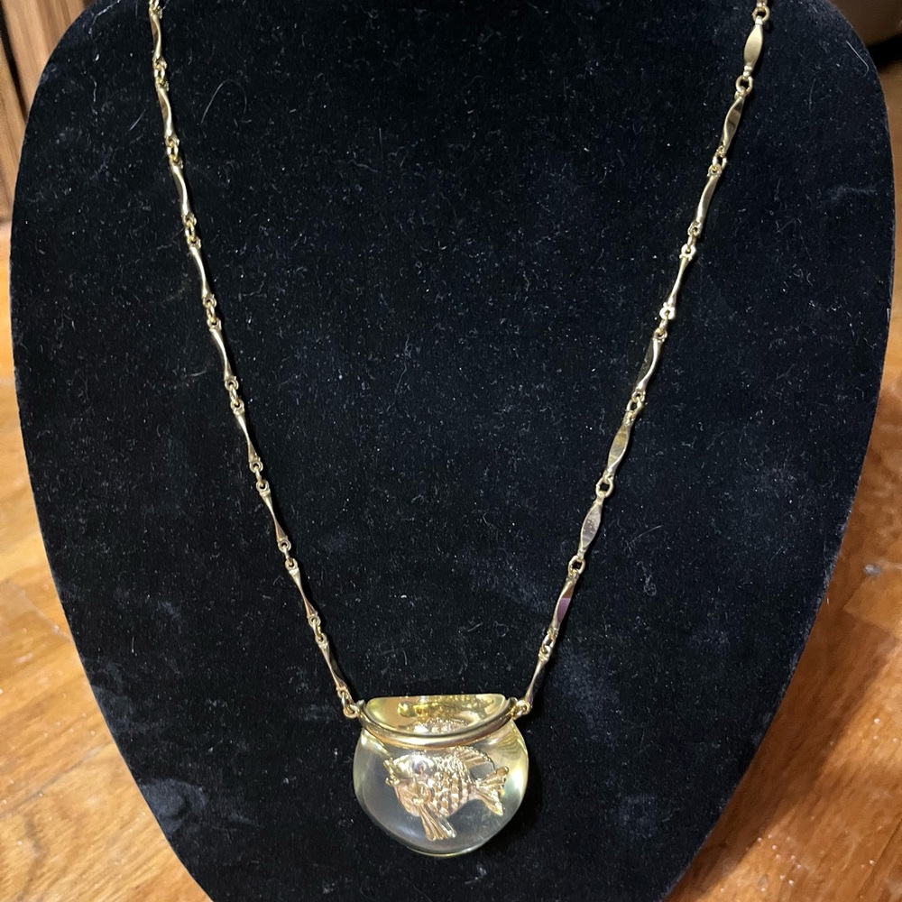 Vtg 50s Rare Castlecliff Lucite Fish Bowl Necklace Jelly Belly Harrice Simmons - Picture 2 of 4